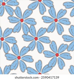 Decorative flower blue leaves. Seamless pattern. Ethnic pattern. Oriental drawing