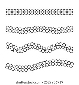 Decorative flower brush stroke set design isolated on white background. Vector illustration