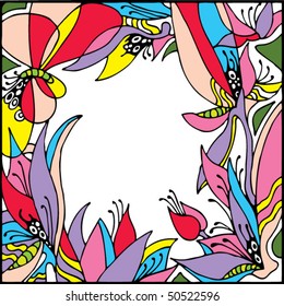 decorative flower and butterfly frame