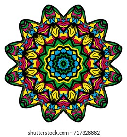decorative flower coloring mandala. vector illustration. for greeting card, invitation, tattoo, spa, yoga symbol.