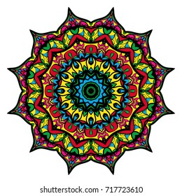 decorative flower coloring mandala. vector illustration. for greeting card, invitation, tattoo, spa, yoga symbol.