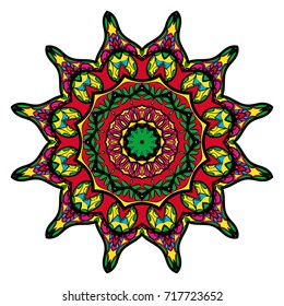 decorative flower coloring mandala. vector illustration. for greeting card, invitation, tattoo, spa, yoga symbol.