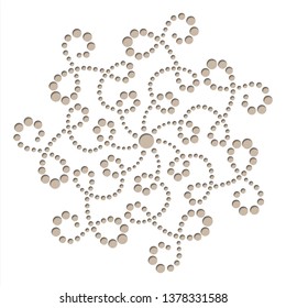 Decorative flower from dots for placement in the center of the composition. Floral vector decor. Dotted flower for laser cut. Abstract flower silhouettes for wedding invitations and greeting cards.