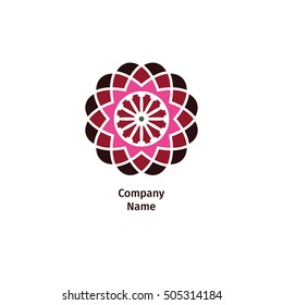 Decorative flower element. Ornamental vector symbols. Circle colorful icon. Isolated abstract colorful vector logo. Vector vintage mandala logo. Kaleidoscope flower.