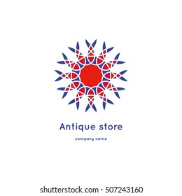 Decorative flower element. Ornamental vector symbols. Circle colorful icon. Isolated abstract colorful vector logo. Vector vintage mandala logo. Kaleidoscope flower.