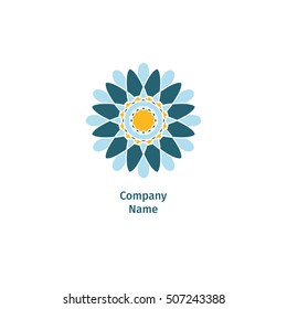 Decorative flower element. Ornamental vector symbols. Circle colorful icon. Isolated abstract colorful vector logo. Vector vintage mandala logo. Kaleidoscope flower.