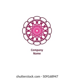 Decorative flower element. Ornamental vector symbols. Circle colorful icon. Isolated abstract colorful vector logo. Vector vintage mandala logo. Kaleidoscope flower.