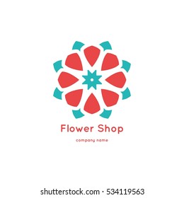 Decorative flower element. Ornamental vector symbols. Circle colorful icon. Isolated abstract colorful vector logo. Vector vintage mandala logo. Kaleidoscope flower.