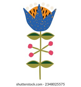 Dekorative Blume im Ethno-Stil. Einfaches dekoratives Element. Tulip im skandinavischen Stil