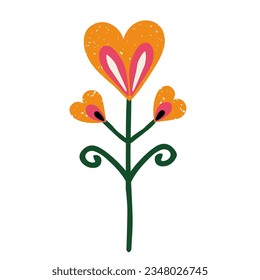 Decorative flower in ethno style. Simple decorative element. Clip art in scandinavian style