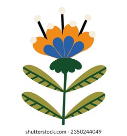 Decorative flower in ethno style. Simple decorative element. Chamomile in scandinavian style