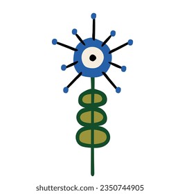 Decorative flower in ethno style. Simple decorative element. Daisy or dandelion in scandinavian style