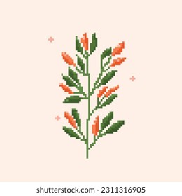 diseño de arte de píxeles planos de flor decorativa