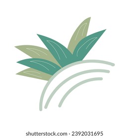 Flor decorativa de conjunto plano. El colorido estilo pastel eleva la hoja abstracta de la imagen de una flor, evocando un sentido de asombro y apreciación. Ilustración vectorial.
