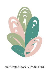 Dekorative Blume aus flachem Set. In dieser Illustration verbindet sich ein bunter Pastellstil mit einem abstrakten Blumenbild und schafft ein faszinierendes visuelles Erlebnis. Vektorgrafik.