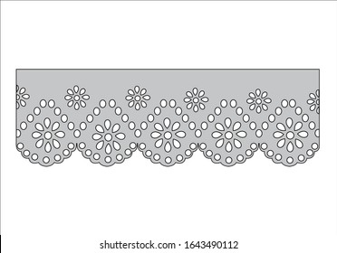 decorative flower floral lace embroidery design vector seamless lattice borders. Ten white lace ribbons isolated on white. Vector illustration cut out  pattern cotton eyelet lace design embroidery