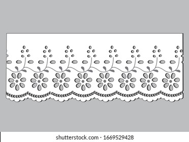 decorative flower floral lace embroidery design vector Set of seamless lattice borders. Ten white lace ribbons isolated on white. Vector illustration cut out  pattern