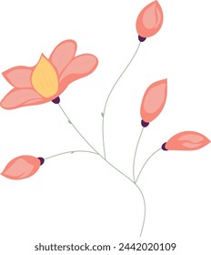 Decorative flower. Floral plant element for beautiful design. Simple form. Vector drawing.
