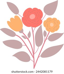 Decorative flower. Floral plant element for beautiful design. Simple form. Vector drawing.