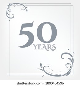 Decorative flower frame, beautiful background, 50 years anniversary
