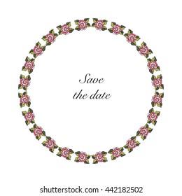 Decorative Flower Frame . Universal card with words Save the date.