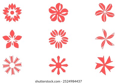 Decorative flower icon set. Floral nature design