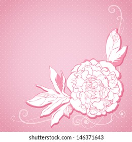 Decorative Flower with leaves on a corner on a pink background