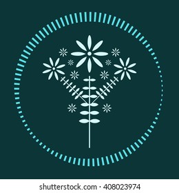 Decorative flower logo or icon in flat style vector isolated