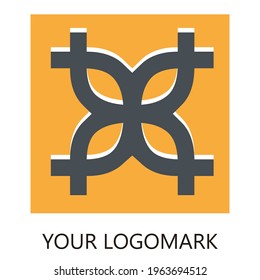 Decorative flower logomark is similar to rooster brick design which has concept of dynamic air circulation. Suitable as a marking for a building material product, or a company that has a strong image.