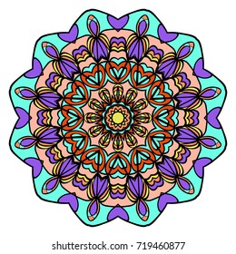 decorative flower mandala. abstract vector illustration. black, white. Coloring book element