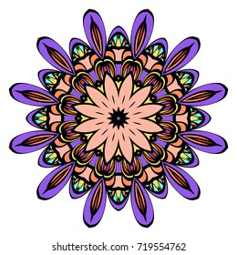 decorative flower mandala. abstract vector illustration. black, white. Coloring book element