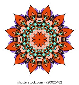 decorative flower mandala. abstract vector illustration. black, white. Coloring book element