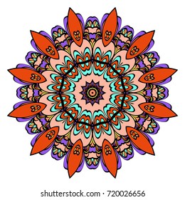 decorative flower mandala. abstract vector illustration. black, white. Coloring book element