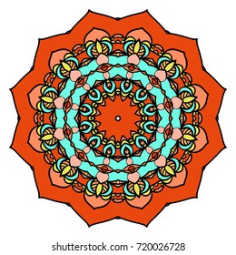decorative flower mandala. abstract vector illustration. black, white. Coloring book element