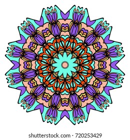 decorative flower mandala. abstract vector illustration. black, white. Coloring book element