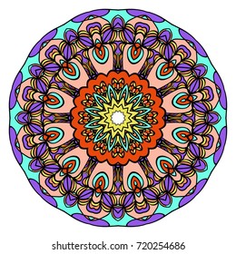 decorative flower mandala. abstract vector illustration. black, white. Coloring book element