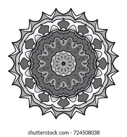 decorative flower mandala. abstract vector illustration. monochrome color.