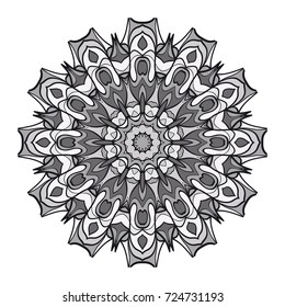 decorative flower mandala. abstract vector illustration. monochrome color.