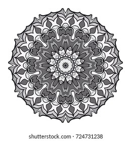decorative flower mandala. abstract vector illustration. monochrome color.