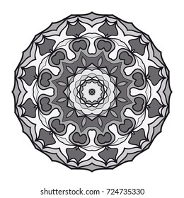 decorative flower mandala. abstract vector illustration. monochrome color.
