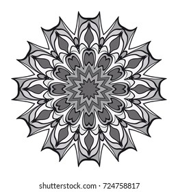 decorative flower mandala. abstract vector illustration. monochrome color.