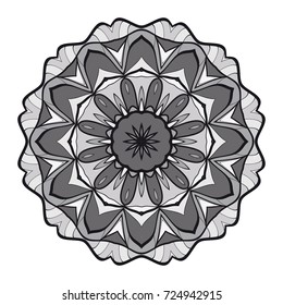 decorative flower mandala. abstract vector illustration. monochrome color.