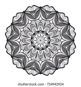 decorative flower mandala. abstract vector illustration. monochrome color.