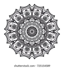 decorative flower mandala. abstract vector illustration. monochrome color.