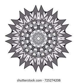 decorative flower mandala. abstract vector illustration. monochrome color.