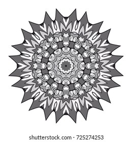 decorative flower mandala. abstract vector illustration. monochrome color.