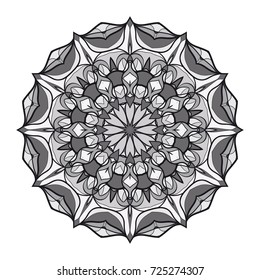 decorative flower mandala. abstract vector illustration. monochrome color.