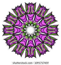 Decorative flower mandala design. Vector round pattern. Coloring. Design for greeting card, invitation, fantastic tattoo