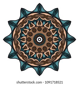 Decorative flower mandala design. Vector round pattern. Coloring. Design for greeting card, invitation, fantastic tattoo