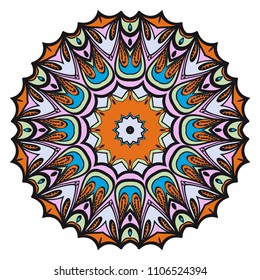 Decorative flower mandala design. Vector round pattern. Coloring. Design for greeting card, invitation, fantastic tattoo